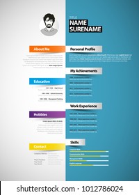 Creative CV template with paper stripes.