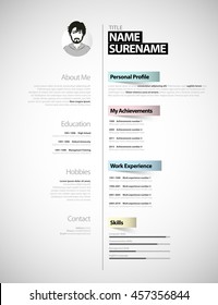 Creative cv template with paper stripes.