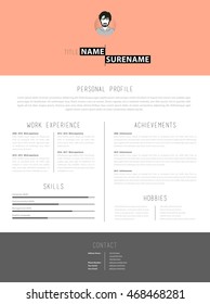 Creative cv template with paper stripes.