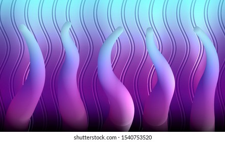 Creative Cyber Aesthetics. Background with Blue, Violet Illumination. Concept Landing Page, Card, Banner, Poster, Cover, Flyer, Journal, Magazine, Template. 3D Vector Illustration Art Design.