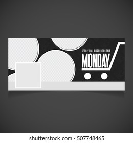 Creative Cyber Monday banner template. place for image. Photography Cover. Vector illustration