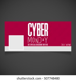 Creative Cyber Monday banner template. place for image. Photography Cover. Vector illustration