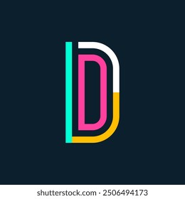 Creative D Letter Dual Line Typography Logo, Creative D Letter Multiline Minimal Logo Sign, D Character Logo Symbol
