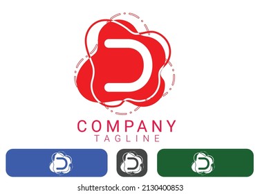 Logo de la carta de Creative D y plantilla de diseño de iconos
