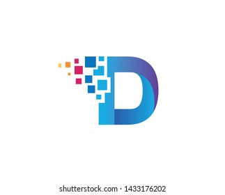 Creative D Letter Pixel Logo Design Symbol Vector Illustration