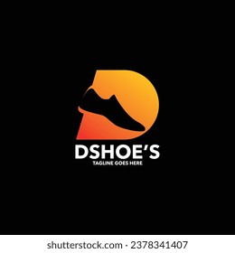 Diseño de logotipo de Creative D con silueta de zapatos perfecta para marca de zapatos, tienda, logotipo de tienda o material de marketing