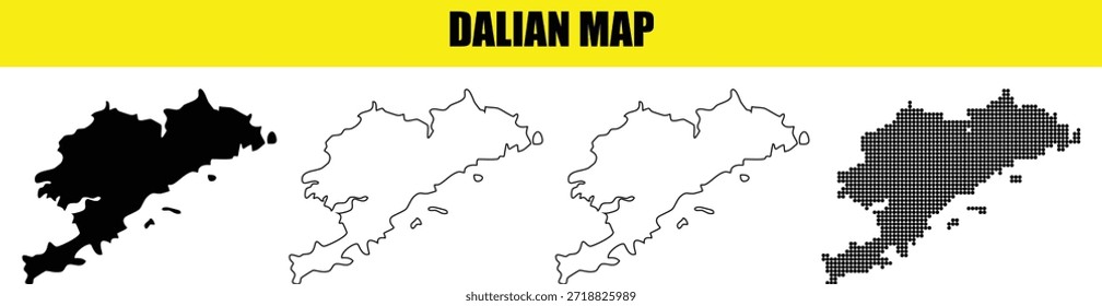 Ilustração criativa do mapa da cidade de Dalian incluindo formas sólidas. Conjunto vetor de mapa de dalian profissional para planejamento regional. Elementos gráficos de geografia moderna para infográfico e layout.