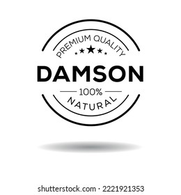 Creative (Damson), etiqueta Damson, ilustración vectorial.