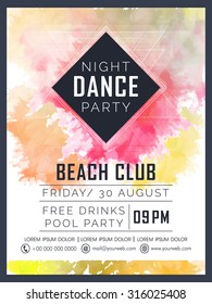 Creative Dance Party Celebration Flyer, Banner Or Template Design With Colorful Splash.