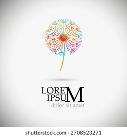 Concepto de ilustración de concepto de Vector de diseño de logotipo de flor de diente de león creativo. No es Vector de IA.