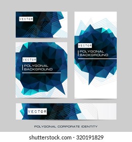 Creative dark blue geometric corporate identity. Trendy business concept vector template. 