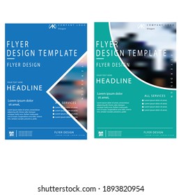 Creative dark blue and green colour flyer template design