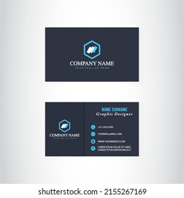 Creative Dark and Blue Modern Bussiness Card For Company. Simple Clean Design Template. Vector Illustration