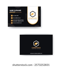Creative Dark and deep Yellow Modern Bussiness Card For Company. Simple Clean Design Template. Vector Illustration