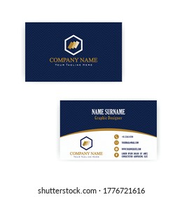 Creative Dark and Gold Modern Bussiness Card For Company. Simple Clean Design Template. Vector Illustration