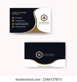 Creative Dark and Gold Modern Bussiness Card For Company. Abstract Simple Clean Design Template. Vector Illustration