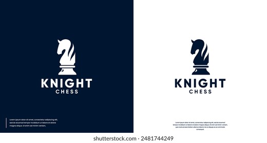 creative dark horse logo, strategy chess symbol, logo design template.