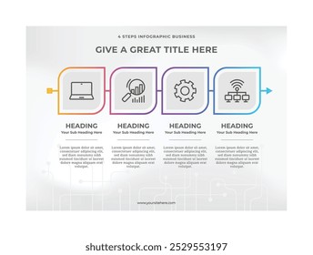 Plantilla oscura creativa de la infografía con 4 pasos, diseño de la Plantilla de la infografía con 3 pasos. se puede utilizar para la disposición del flujo de trabajo, diagrama, gráfico, Diseño web, concepto del negocio. Ilustración vectorial