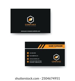 Creative Dark and Orange Modern Bussiness Card For Company. Simple Clean Design Template. Vector Illustration