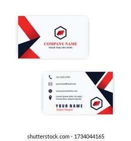 Creativa tarjeta de negocios moderna oscura y roja sobre fondo blanco para la empresa. Plantilla de diseño simple y limpia. Ilustración vectorial