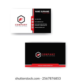 Creative dark and red and Modern Bussiness Card For Company. Simple Clean Design Template. Vector Illustration