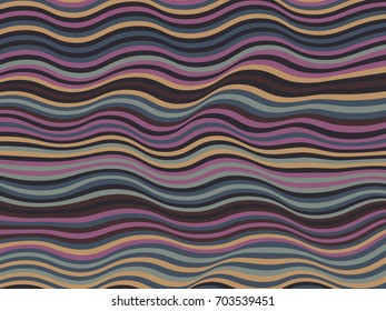 Creative dark stripes wave ripple texture vector. Curved lines wavy ribbons pattern. Advertising banner, billboard or card decorative striped background graphic design. Lined backdrop.