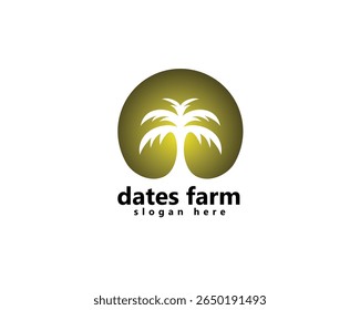 creative dates farm logo, palm tree shadow logo design inspiration