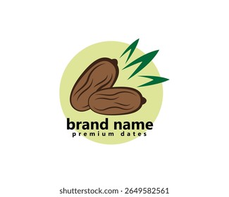 creative dates farm logo, two dates with abstract leaves beside them, logo design inspiration