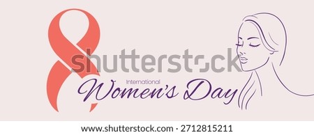 Creative Women’s Day 8 March floral background banner template, elegant horizontal vector design, website header layout, editable social media cover for modern feminine celebration marketing,