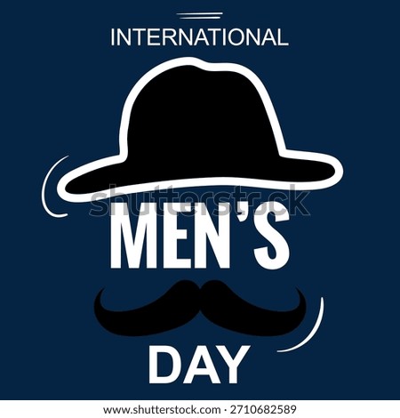 Creative Men’s Day design featuring a hat and mustache silhouette, ideal for modern greeting cards, ads, and social media posts.
