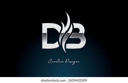 Creative DB Letter Flame Logo Bold Monograma metálico con símbolo de fuego para Premium Chrome Branding e identidad visual