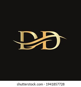 Carta creativa DD con concepto de lujo. Diseño de logotipo DD moderno para identidad empresarial y de empresa