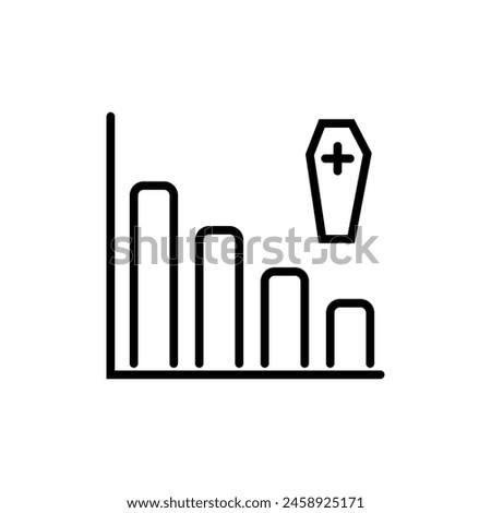 Creative death rate decline line art, icon, vector art illustration.