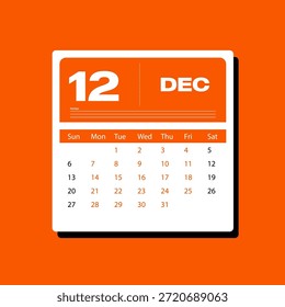 Diseño creativo de calendario de diciembre de 2026 Plantilla de planificador colorido y minimalista