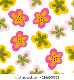 Creative decorative flowers seamless pattern. Simple stylized flower buds wallpaper. Design for fabric, textile, surface, wrapping paper, cover. Vector illustration