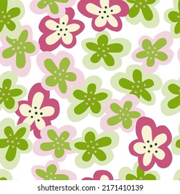 Creative decorative flowers seamless pattern. Simple stylized flower buds wallpaper. Design for fabric, textile, surface, wrapping paper, cover. Vector illustration