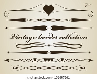 Creative decorative vintage elements with heart and abstract lines