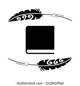 Creative decorative Writing Feathers with notebook or dairy, flat design. Symbol of writing, publishing-house. vector illustration isolated on white background.