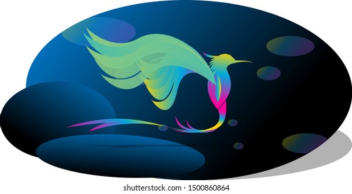 creative deep ocean full color bird