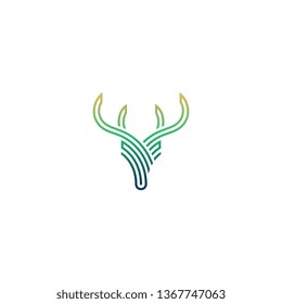 Creative Deer Line Art Gradient tosca