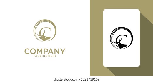 Creative deer logo design with combination letter premium vector