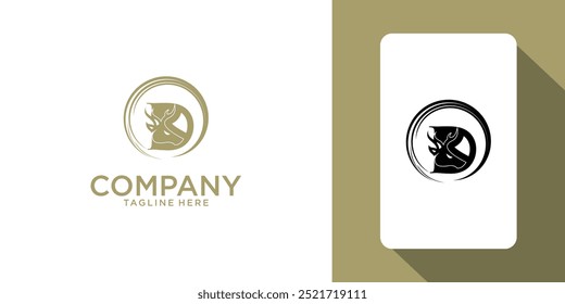 Creative deer logo design with combination letter premium vector