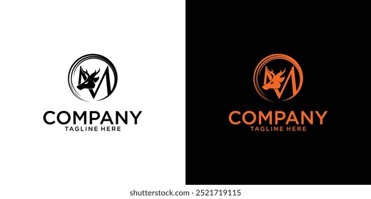 Creative deer logo design with combination letter premium vector