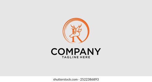 Creative deer logo design with combination letter premium vector