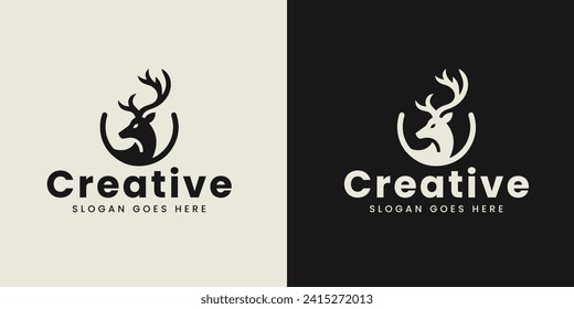 Auf zwei Hintergründen angezeigte Variationen des Creative Deer-Logos