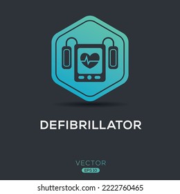 Icono creativo (desfibrilador), signo vector.