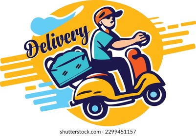 Creative delivery service or food vector