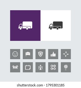 Creative Delivery Van Icon mit Bonus Icons.