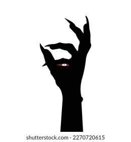 Creative demon hand vector art illustration.