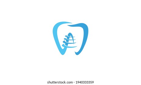 Creative Dental Care Clean Blue Teeth Logo Design Symbol Illustration